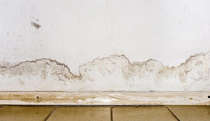 white drywall water damage